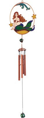 99459 Mermaid Copper Gem Wind Chime