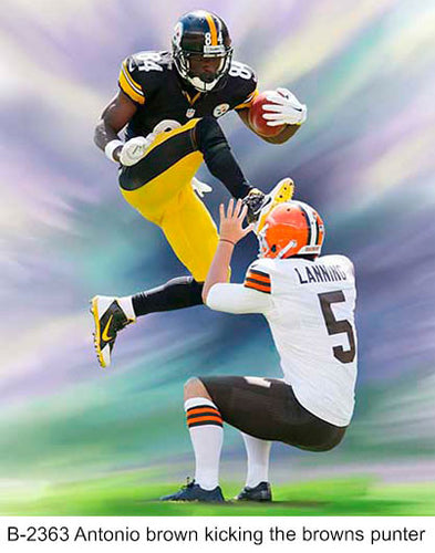 B-2363-Antonio Brown Kicking the Browns Punter