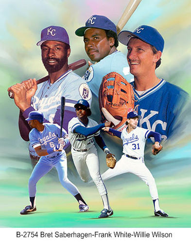 B-2754-Bret Saberhagen-Frank White-WIllie Wilson